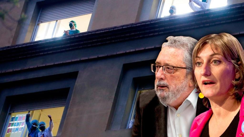 Alba Vergés, consejera de Salud de la Generalitat, y Joan Guix ante un hospital catalán en pleno coronavirus / CG
