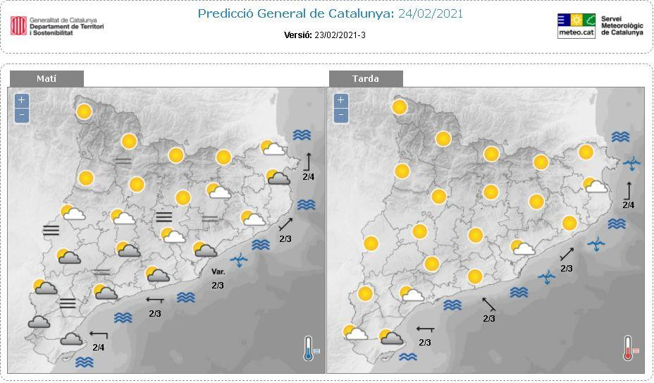 Predicción general para este 24 de febrero en Cataluña / METEOCAT