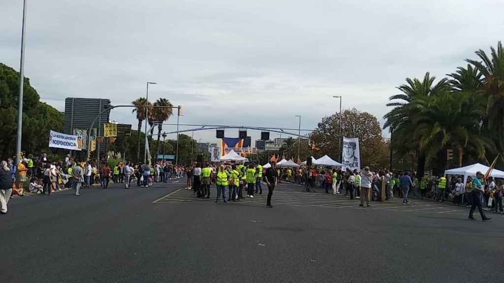 La 'Marxa per la Llibertad' en avenida Diagonal de Barcelona, uno de los problemas de movilidad denunciado por Pimec durante la huelga independentista / CG