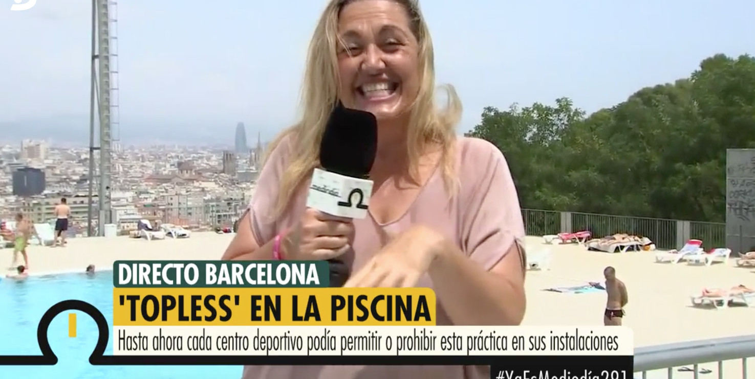 Una famosa reportera de Telecinco es adicta al topless y nudismo