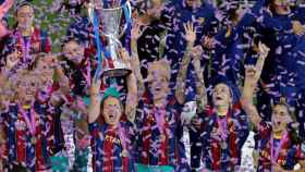 El FC Barcelona femenino celebra la victoria en la Champions League / FCB