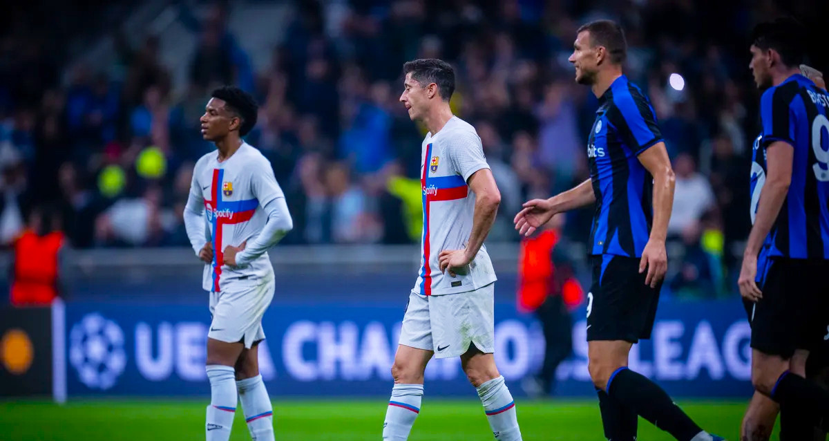 Balde y Lewandowski, abatidos en Milán tras la derrota en el Inter-Barça / FCB