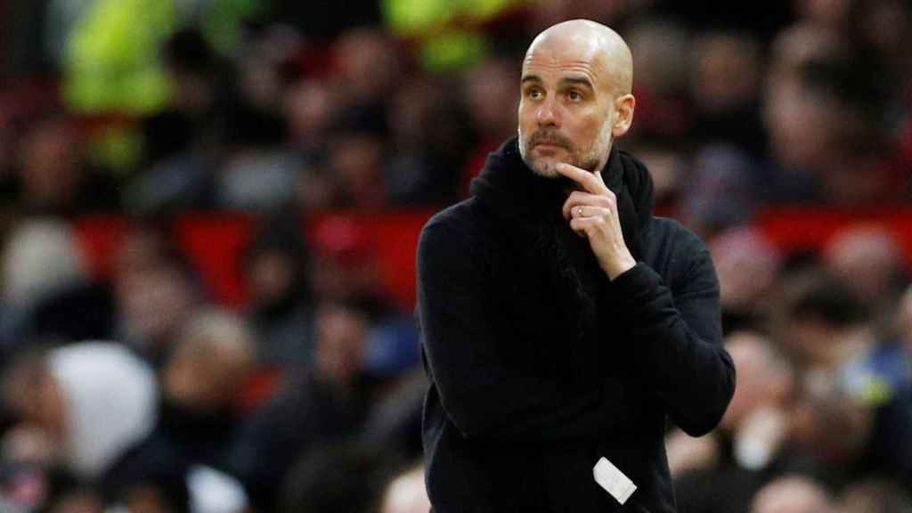 Pep Guardiola en un partido del Manchester City / EFE