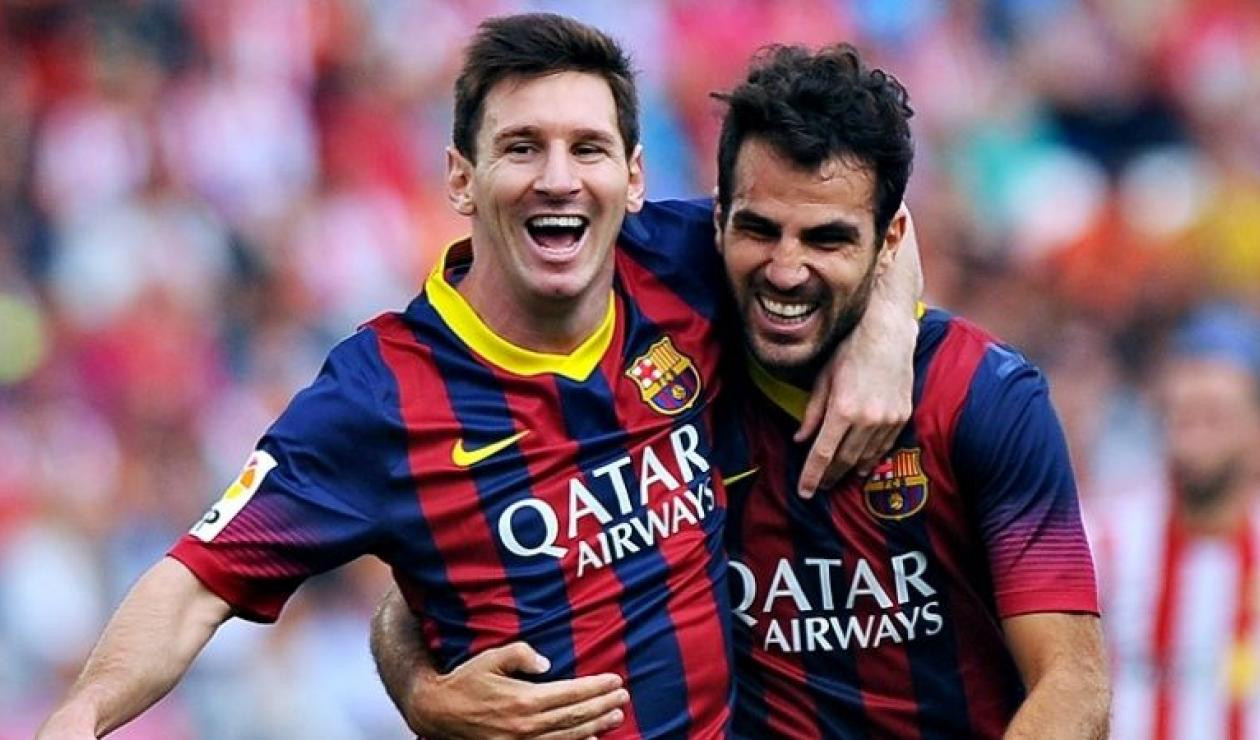 Leo Messi y Cesc Fàbregas celebran un gol con el Barça / EFE