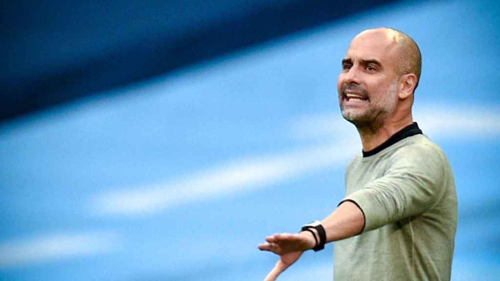 Guardiola durante el Manchester City-Real Madrid / EFE