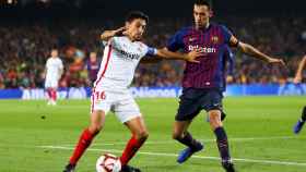 Una foto de Sergio Busquets durante el partido frente al Sevilla / EFE