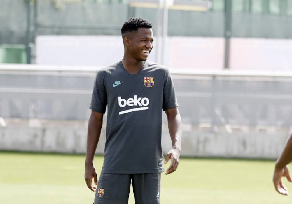 Una foto de Ansu Fati durante un entrenamiento del Barça / FCB