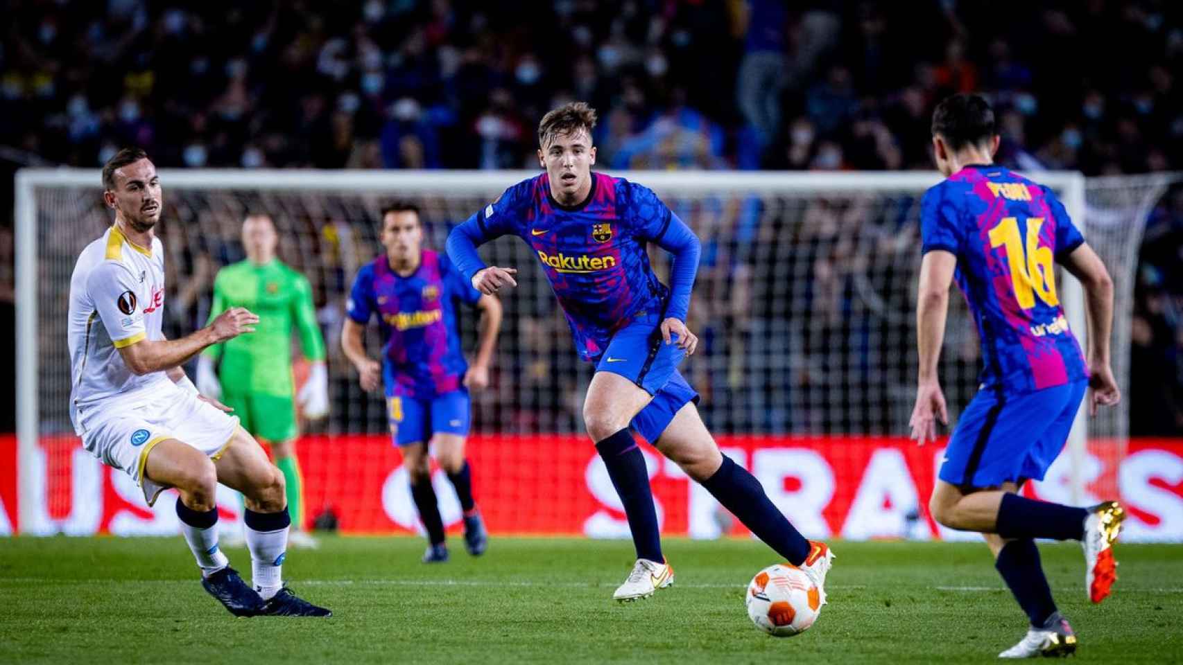 Nico, durante el Barça-Nápoles / FCB