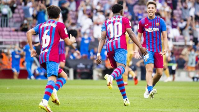Los jugadores del Barça celebrando uno de los goles contra el Levante / FC Barcelona