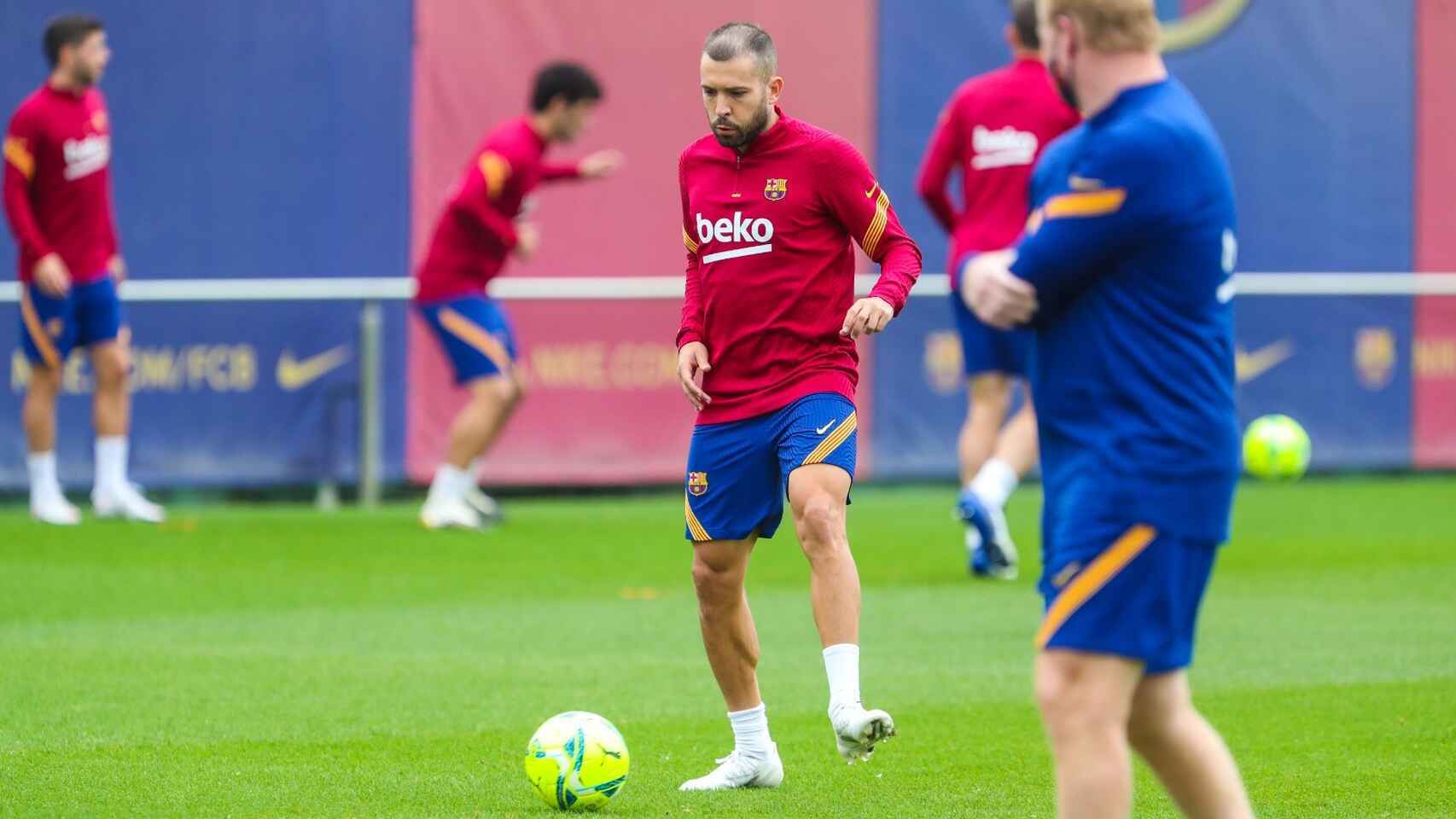 Jordi Alba, en un entrenamiento con el Barça | FCB