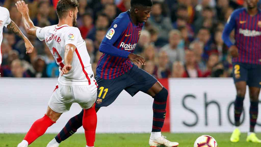 Una foto de Dembelé durante el partido frente al Sevilla / EFE