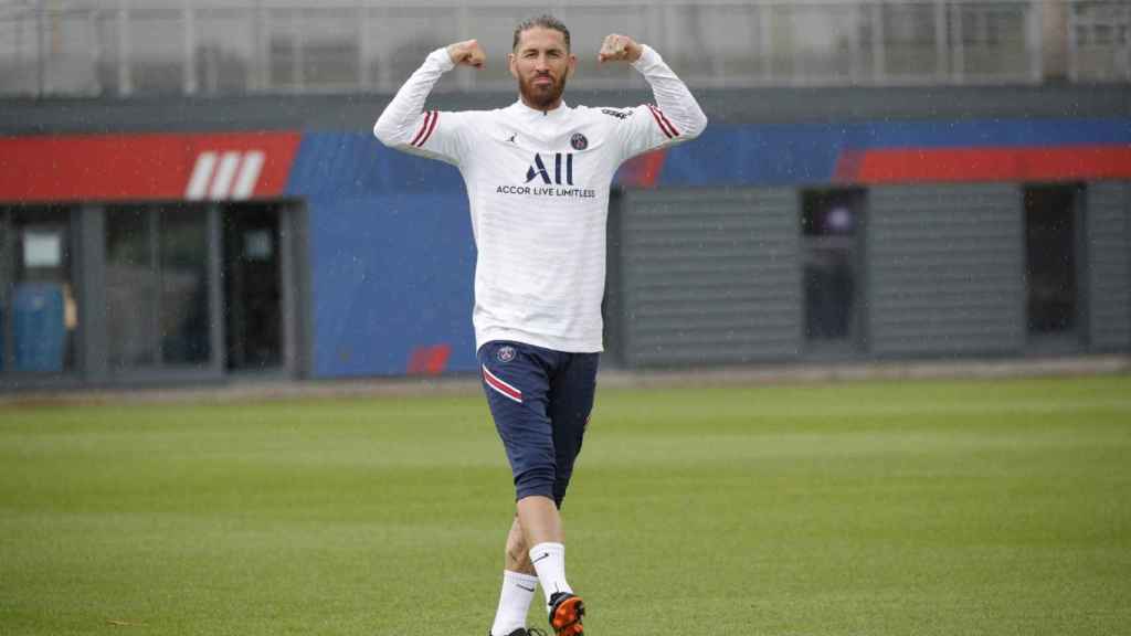 Sergio Ramos, en uno de sus primeros entrenamientos con su nuevo equipo, el PSG / PSG