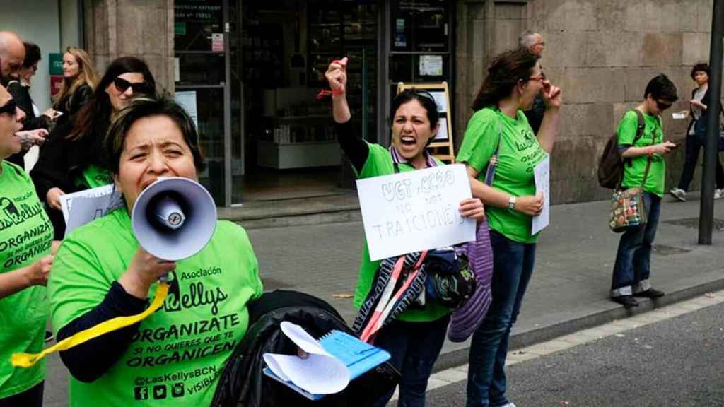 Imagen de una protesta de 'Las Kellys' en Barcelona / CG