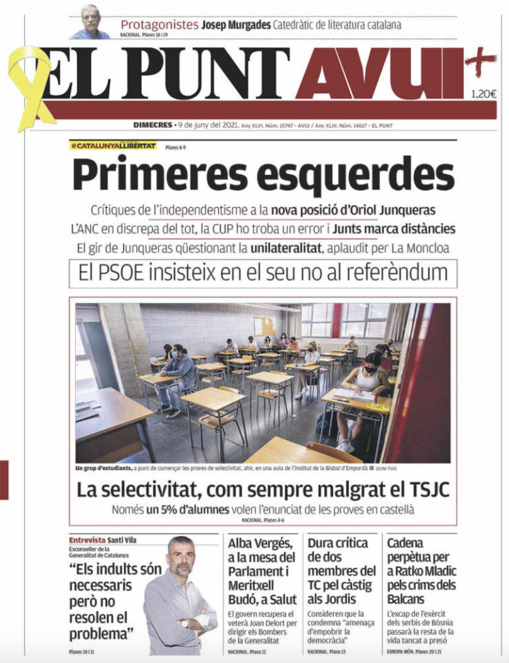 Portada de 'El Punt Avui' del 9 de junio de 2021 / EL PUNT AVUI