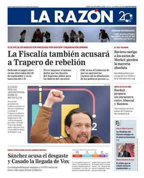 Portada de La Razón