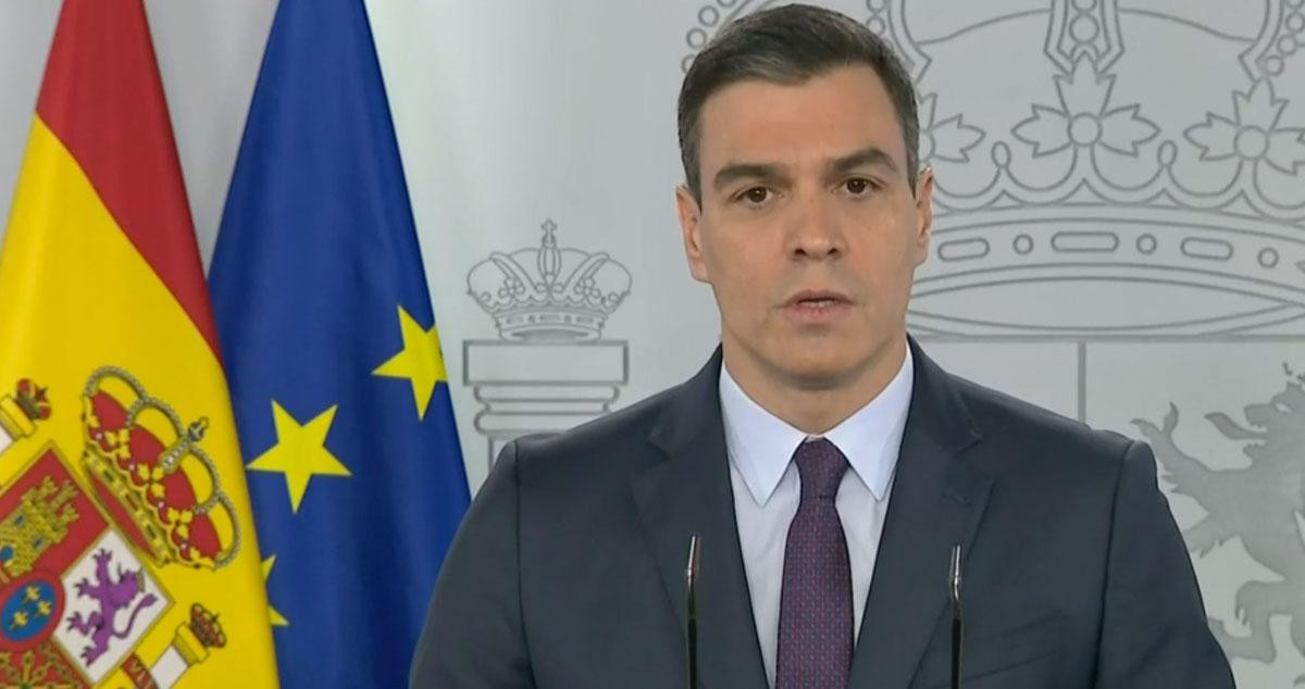 El presidente del Gobierno, Pedro Sánchez, durante su comparencia / MONCLOA