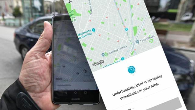 Imagen de la aplicación Uber, con un coche de la plataforma y un teléfono móvil / CG