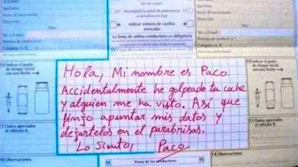 El parte de accidente firmado por Paco / CG