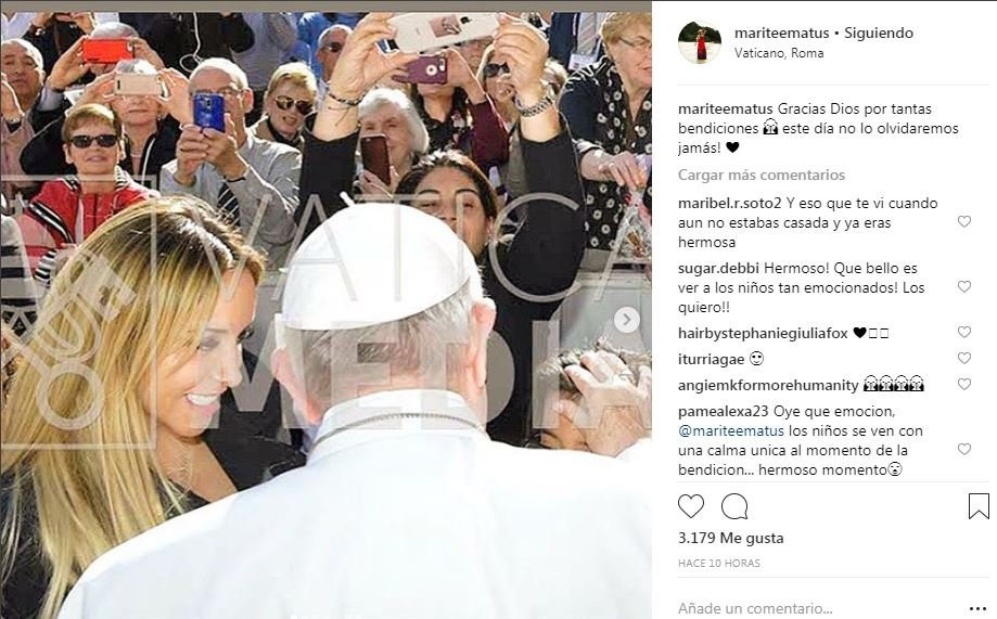 Marité Matus con el Papa de Roma / Instagram