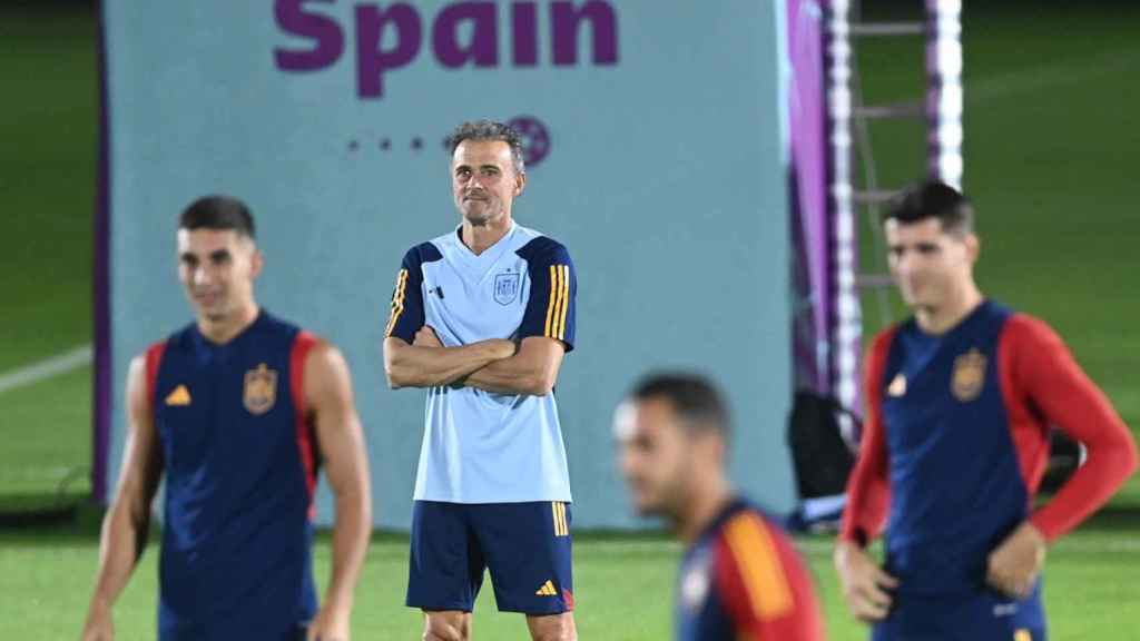 Luis Enrique, durante el entrenamiento previo al España Alemania / EFE