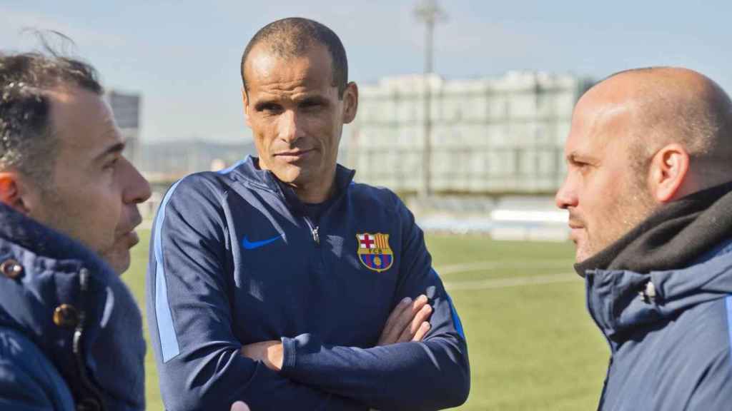 Rivaldo en una visita al entrenamiento del Barça B / FCB