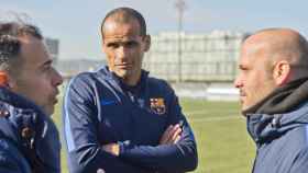 Rivaldo en una visita al entrenamiento del Barça B / FCB