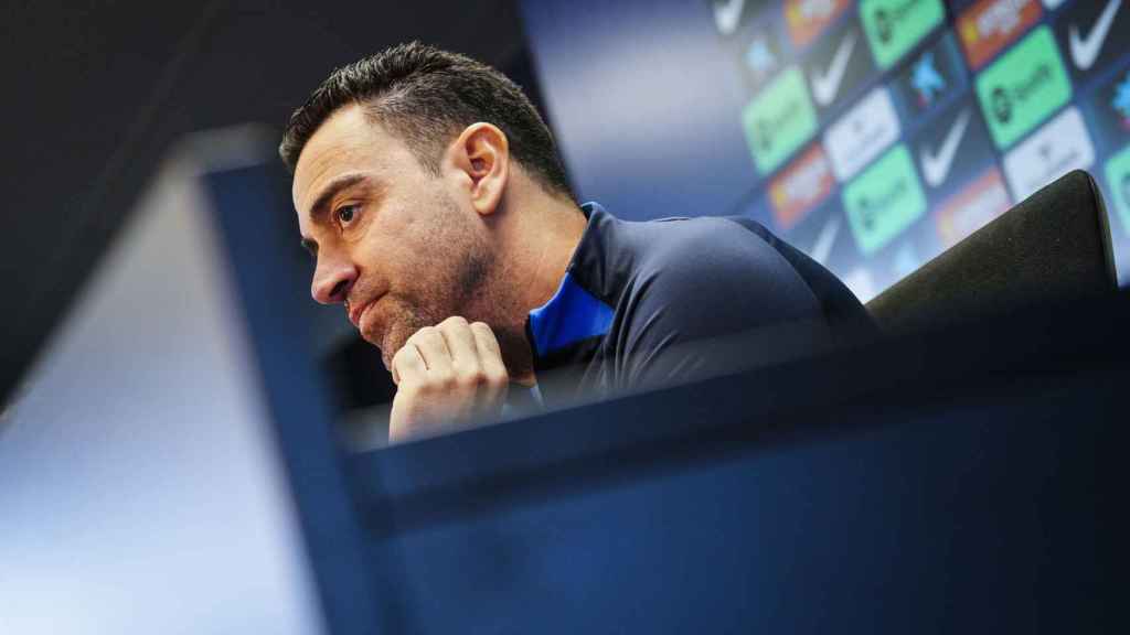 Xavi Hernández, durante la rueda de prensa del Barça Getafe / EFE