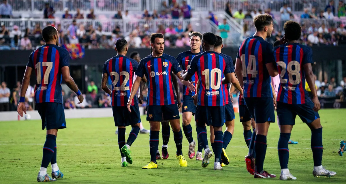 Los jugadores del Barça celebran el aplastante triunfo contra el Inter de Miami / FCB