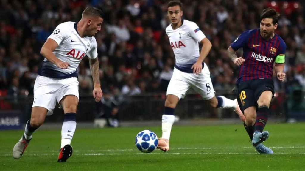 Leo Messi en una victoria del Barça en campo del Tottenham / EFE