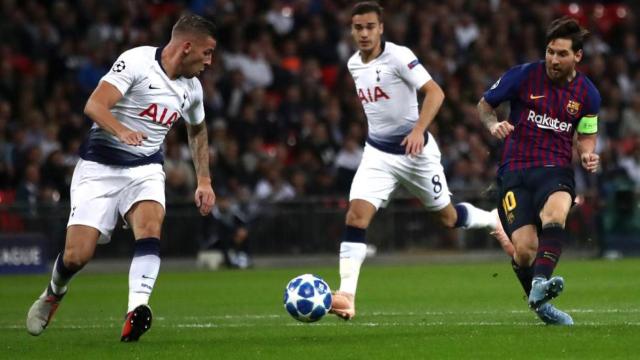 Leo Messi en una victoria del Barça en campo del Tottenham / EFE
