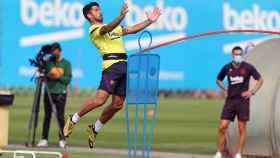 Suárez en el entrenamiento del Barça / FCB