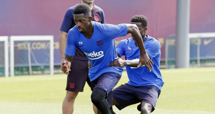 Una foto de Ousmane Dembelé durante un entrenamiento del Barça / FCB - Miguel Ruiz