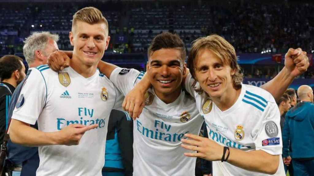 Casemiro, junto a Modric y Kroos