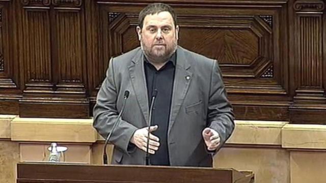 El vicepresidente de la Generalitat, Oriol Junqueras, en el Pleno del Parlament.