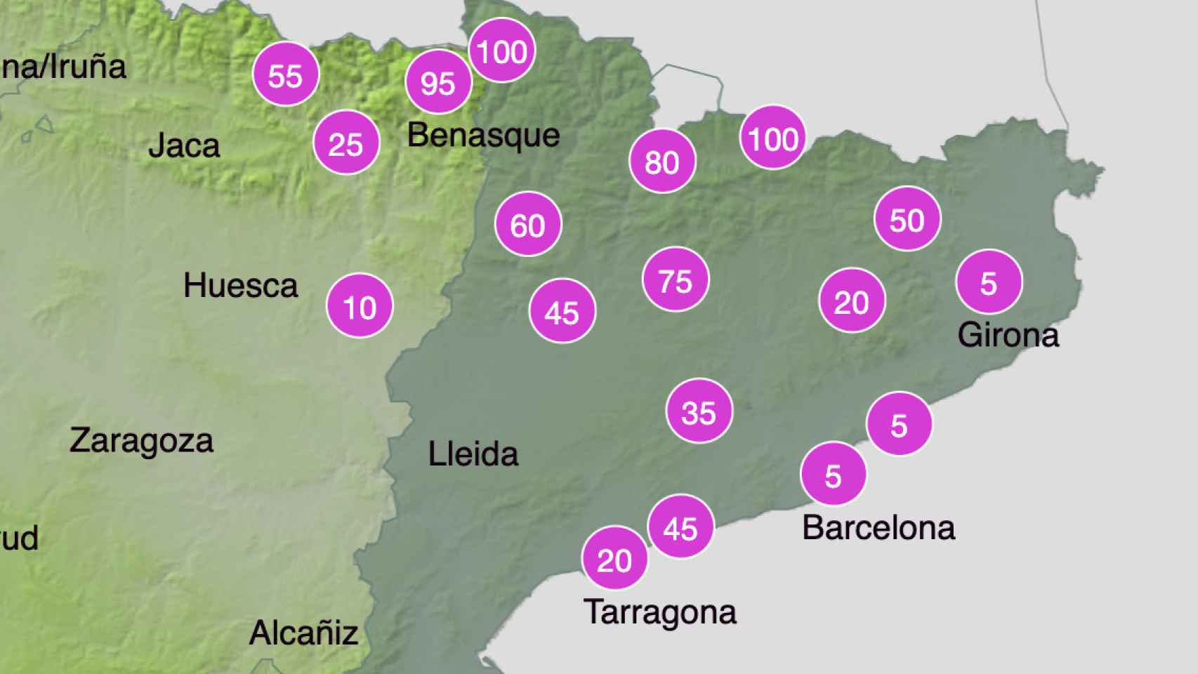 Probabilidad de las lluvias en Cataluña, según AEMET / AEMET