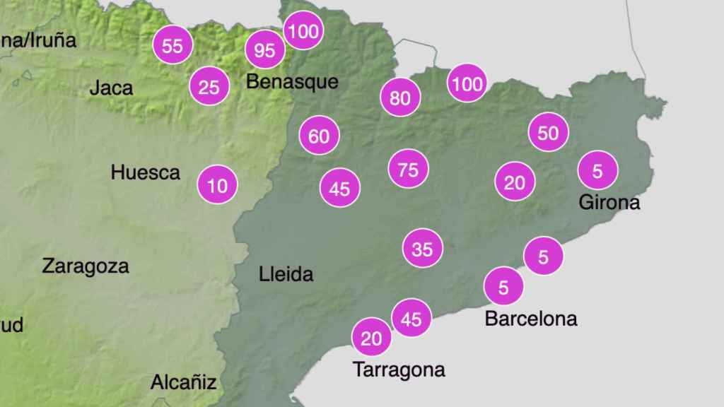 Probabilidad de las lluvias en Cataluña, según AEMET / AEMET