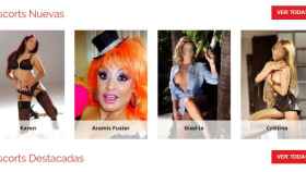 Captura de la web annasolano.com, en la que aparece Aramis Fuster junto a otras 'escorts'.