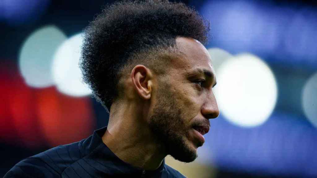 Aubameyang, en una sesión de entrenamiento, antes de jugar en la Europa League / FCB