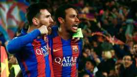 Messi y Neymar celebrando la remontada del 6-1 contra el PSG / Redes