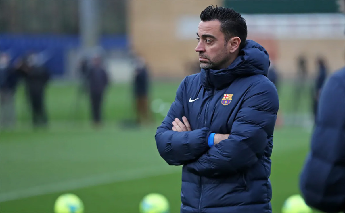 Xavi Hernández, durante una sesión de entrenamiento con el Barça / FCB