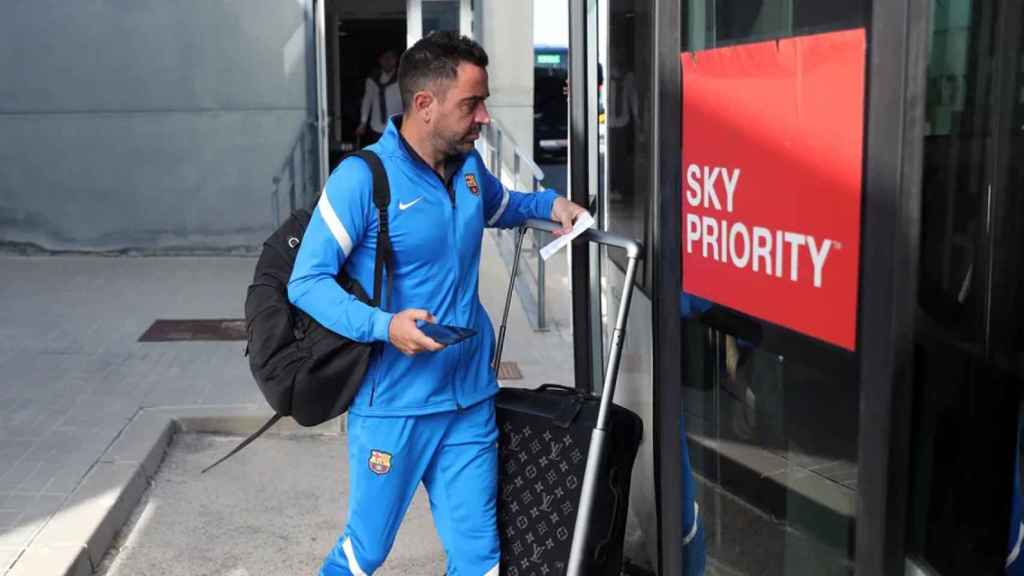 Xavi Hernández, en uno de los viajes con el primer equipo del Barça / FCB