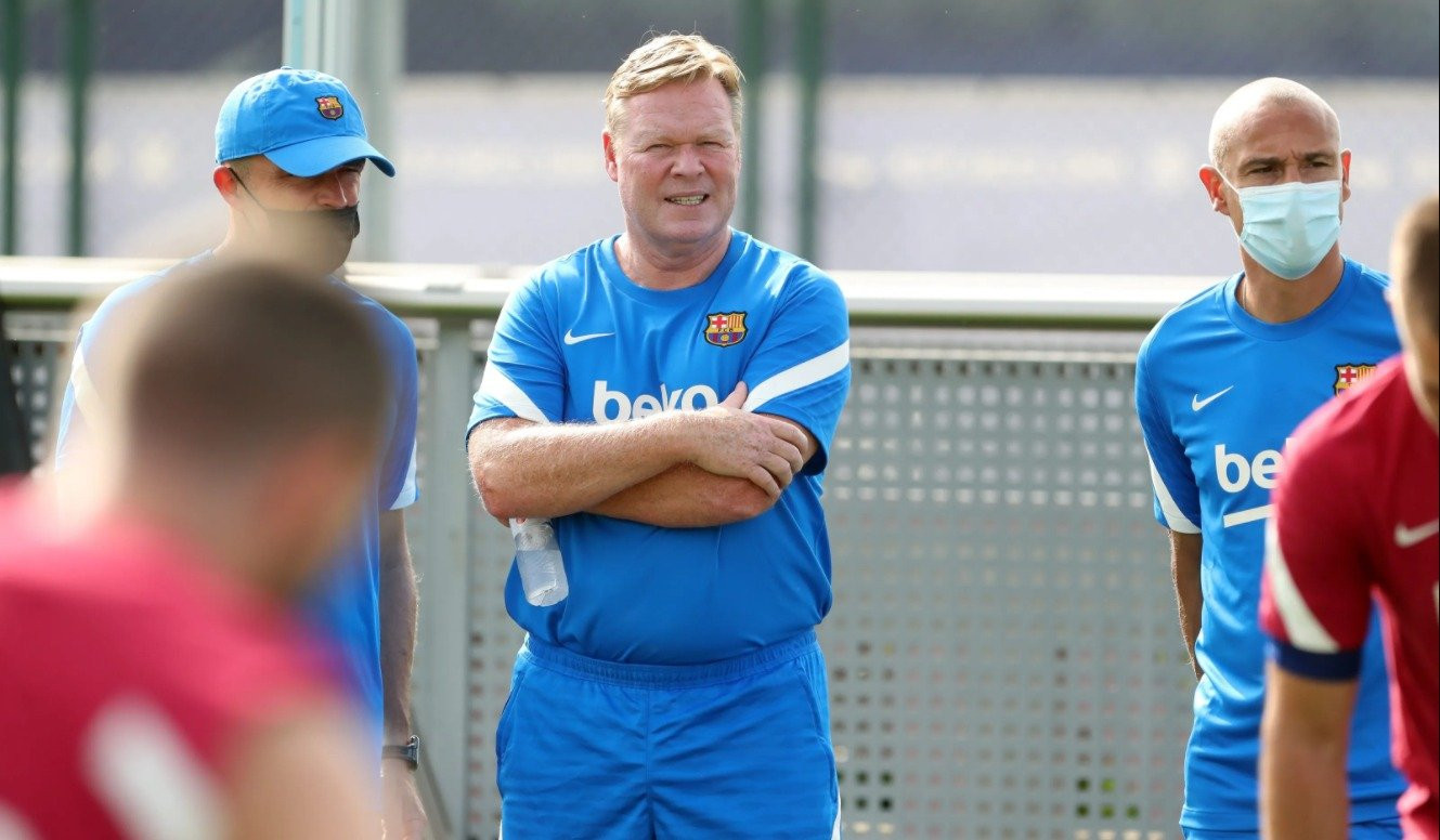 Koeman con Schreuder y Larsson en la pretemporada culé / FC Barcelona