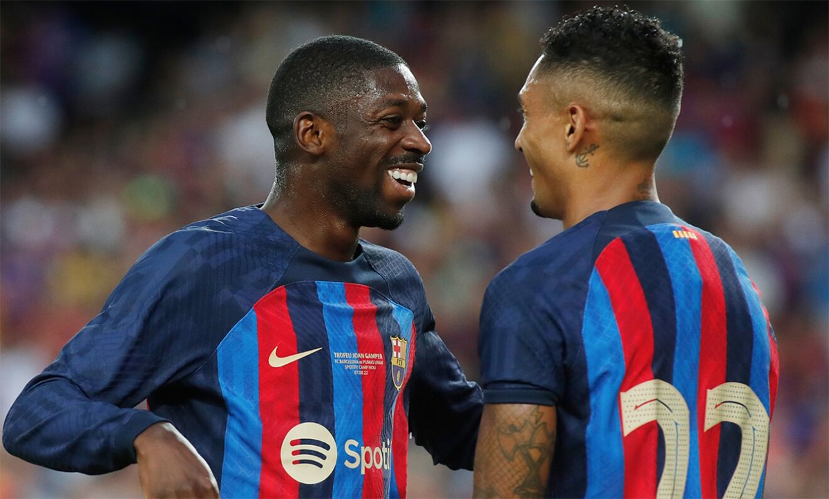 Raphinha y Dembelé, celebrando un gol con el FC Barcelona / REDES