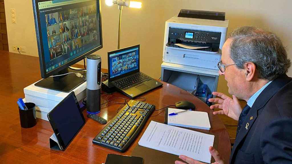 Quim Torra durante una videoconferencia / CG