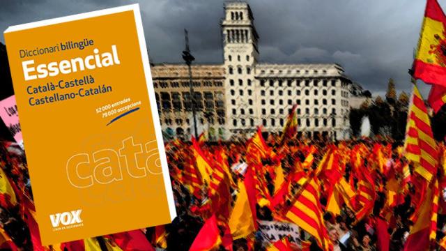 Diccionario castellano-catalán con banderas de España y Cataluña
