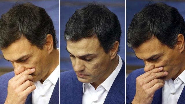 Pedro Sánchez, exsecretario general del PSOE, anuncia en el Congreso de los Diputados que entrega su acta / FOTOMONTAJE DE CG