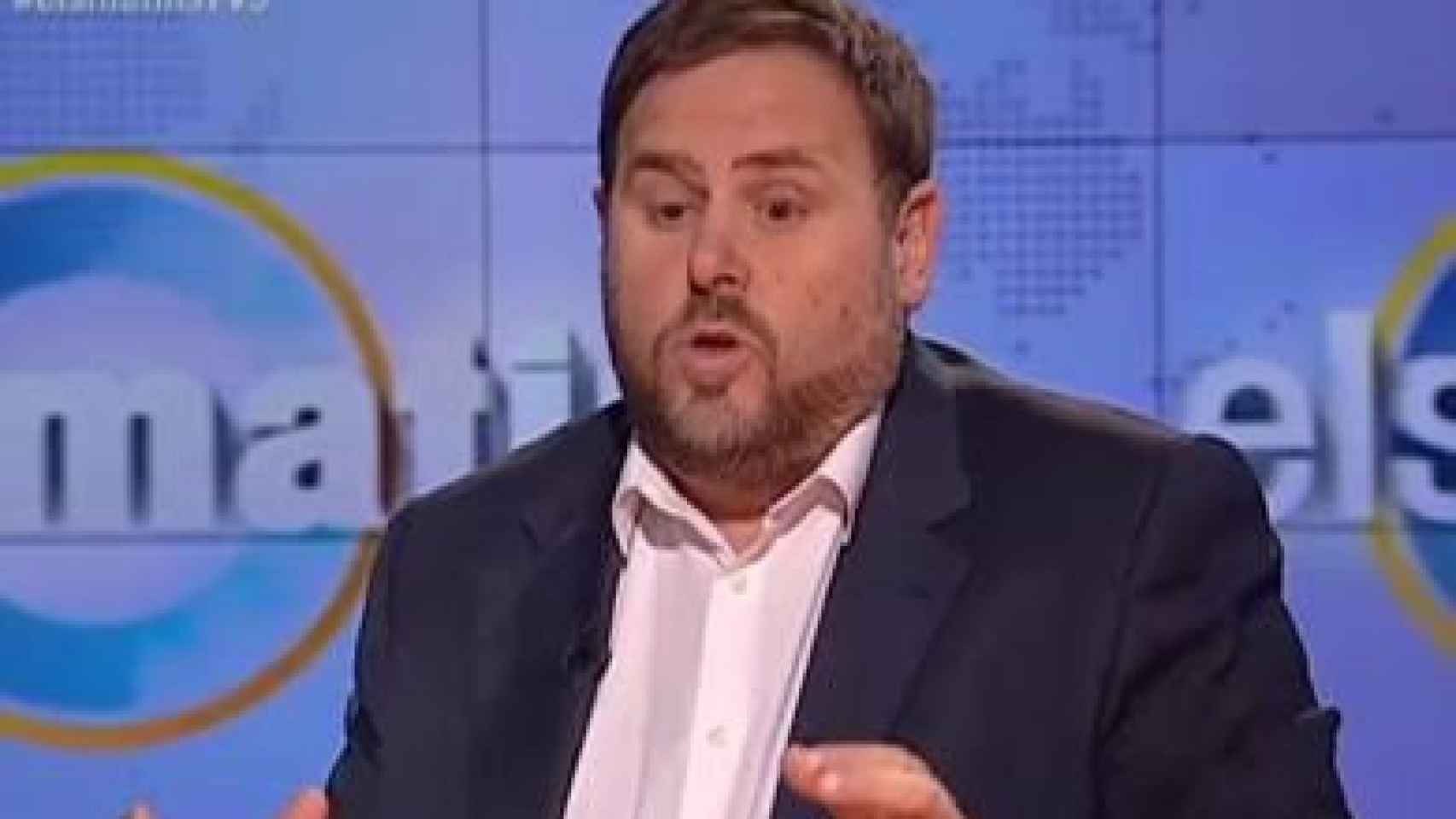 El presidente de ERC, Oriol Junqueras, en una entrevista en TV3