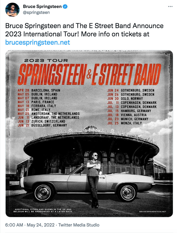 Gira europea de Bruce Springsteen / TWITTER