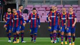 Los jugadores del Barça celebran un gol / EFE