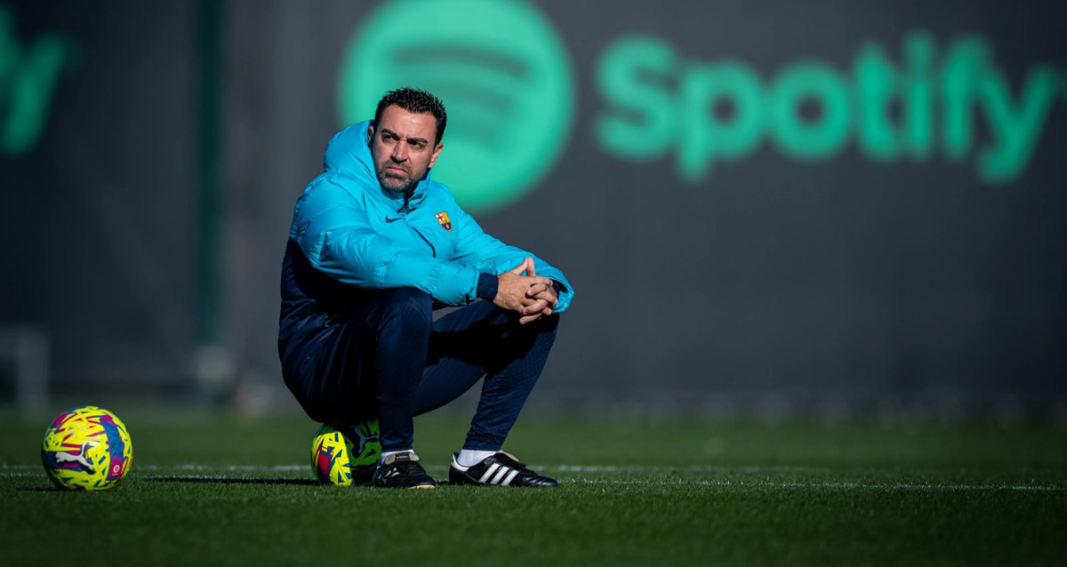 Xavi Hernández, durante el entrenamiento posterior al día de Reyes / FCB